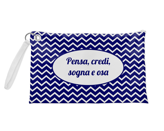 Pochette con grafica zig zag blu