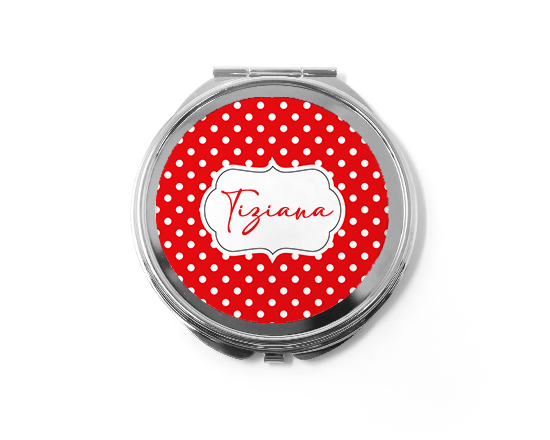 Lo specchietto da personalizzare con pois e nome