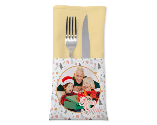 Portaposate in stoffa con grafica Buon Natale