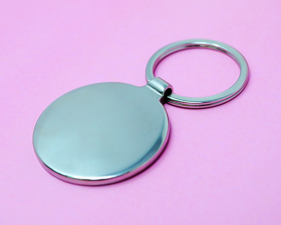 Portachiavi rotondo grande in metallo immagine retro