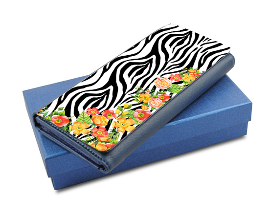 Portafoglio donna similpelle Zebrato fiori Fotoregali