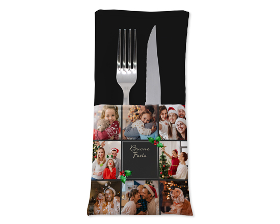 Portaposate in stoffa con tasca collage