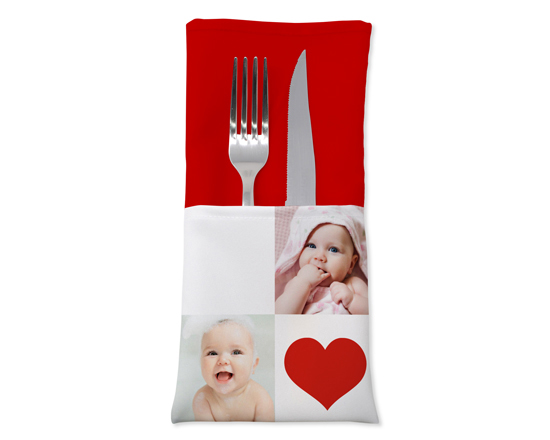 Portaposate in stoffa con grafica collage