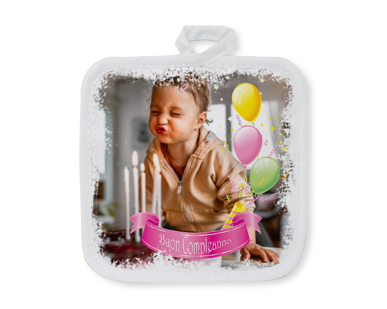 La presina in cotone con la grafica a festa