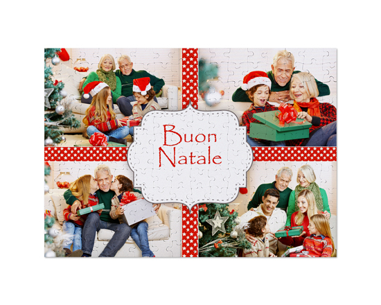 Puzzle A3 con 4 riquadri per le tue foto e grafica Buon Natale