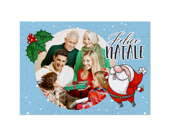 puzzle con la stampa della tua foto e grafica di babbo natale