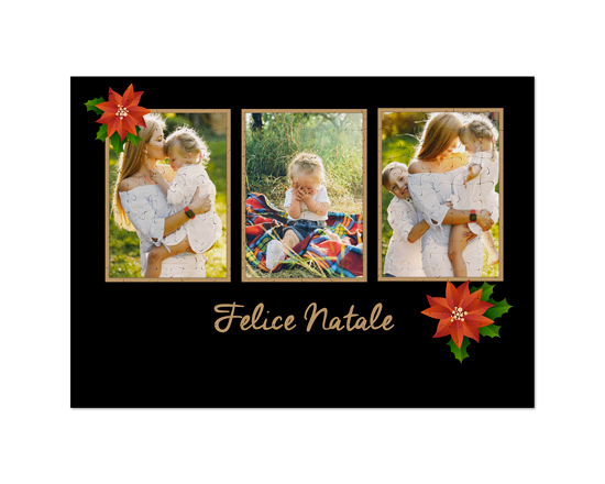Puzzle con grafica nera per natale in stile collage