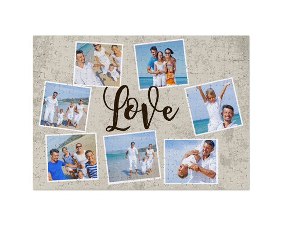 Puzzle A3 con collage di foto e scritta Love