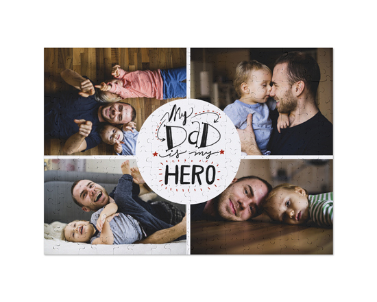 Puzzle A3 collage di 4 foto e grafica Dad is my hero