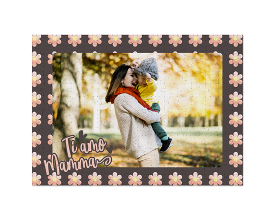 Foto puzzle con grafica floreale e dedica per la mamma