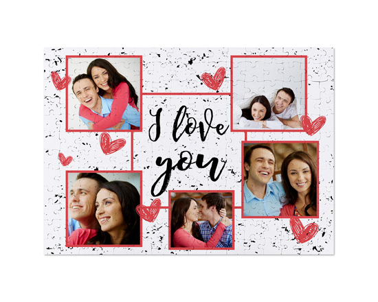 Puzzle A3 con collage di foto e grafica I love you