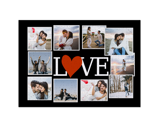 Foto collage su puzzle A3 con grafica per innamorati
