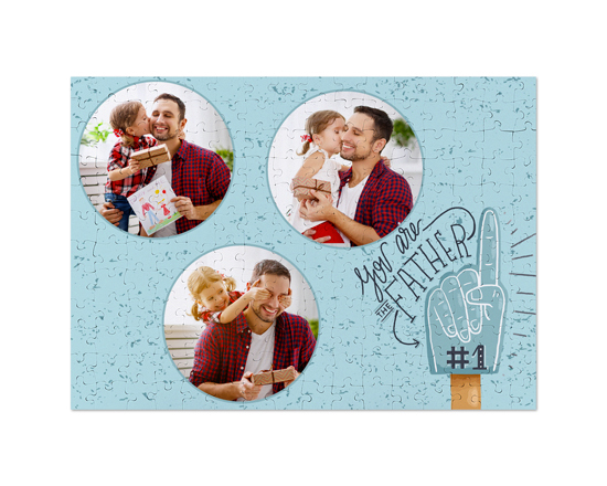 Magnifico puzzle A3 con grafica per il papà e collage di foto