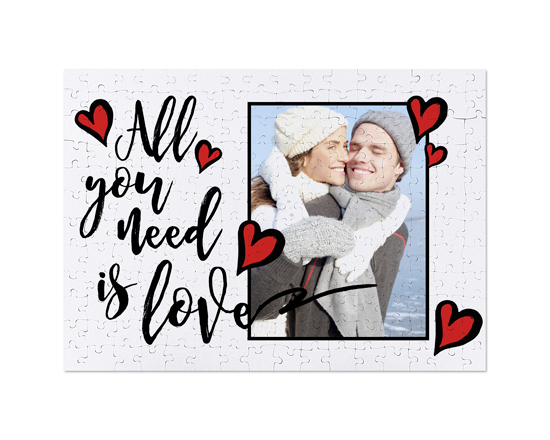 Puzzle A3 con foto e grafica Need love per innamorati