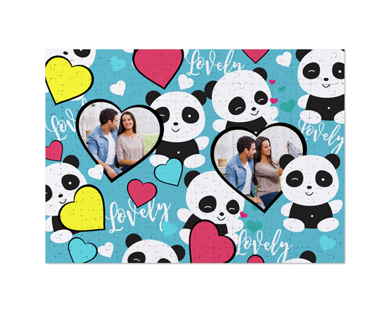 Puzzle A3 con panda stilizzati e cuori