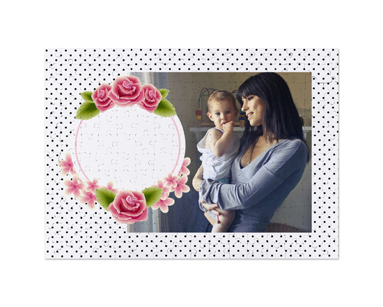 puzzle con grafica festa della mamma e cerchio per dedica