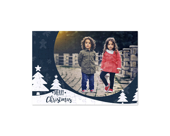 puzzle formato A4 con grafica nel colore bianco e blu