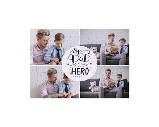 Puzzle formato A4 collage 4 riquadri per festa del papa