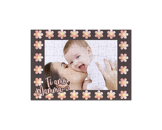 Puzzle formato A4 con grafica con scritta ti amo mamma