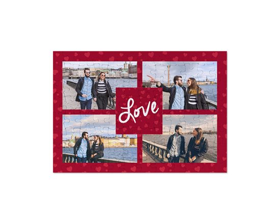 Puzzle formato A4 collage 4 riquadri Love