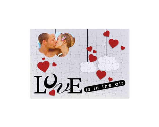 Puzzle formato A4 con nuvole e cuori