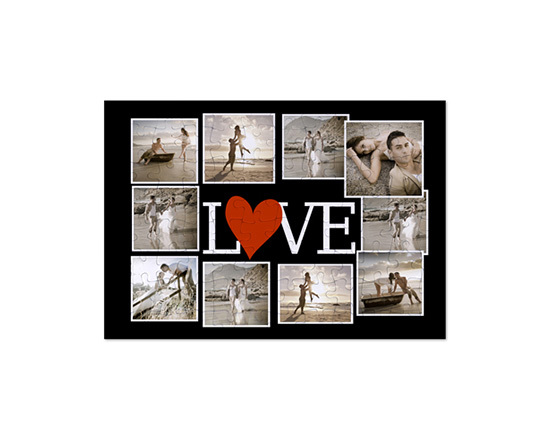 Puzzle formato A4 collage 10 riquadri con scritta love
