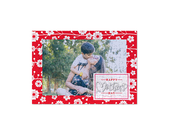 Puzzle formato A4 con grafica a fiorellini per la mamma