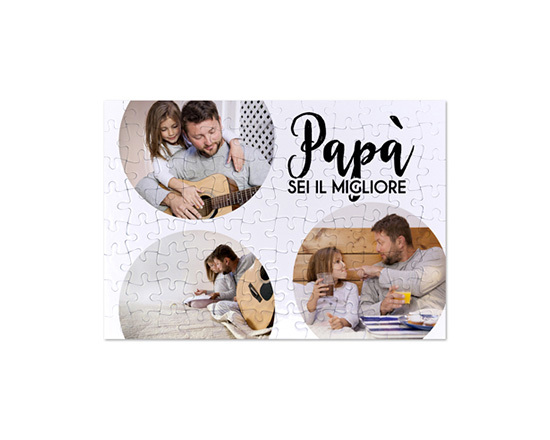 Puzzle formato A4 con grafica con cerchi e scritta