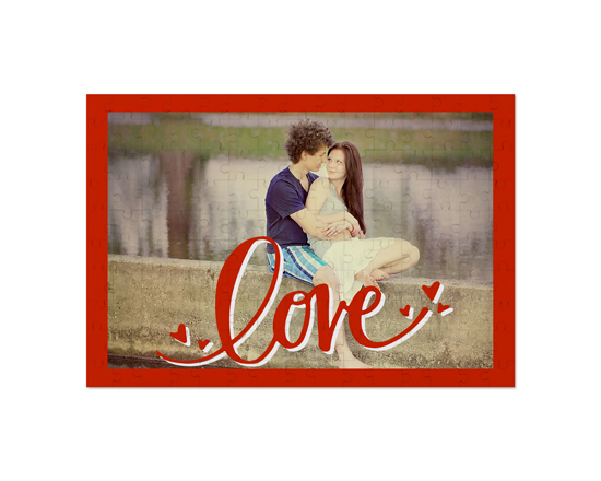 Puzzle in legno 25x36 cm con cornice rossa