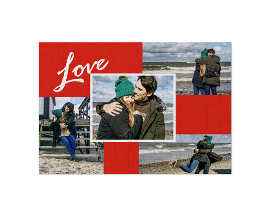 Puzzle in legno 25x36 cm collage 4 riquadri love