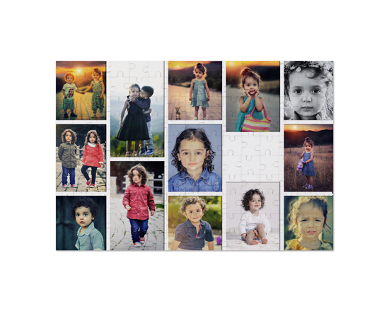 Puzzle in masonite 25x36 cm con collage 13 riquadri