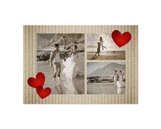 Puzzle in legno 25x36 cm collage 3 riquadri effetto cartone