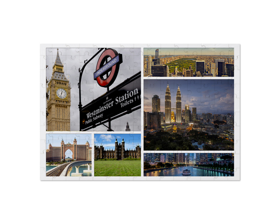 Puzzle in legno 25x36 cm con collage 6 riquadri