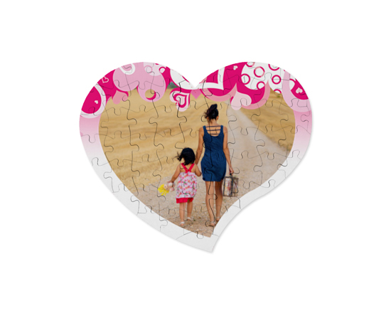 Puzzle cuore A4 in legno con grafica per innamorati