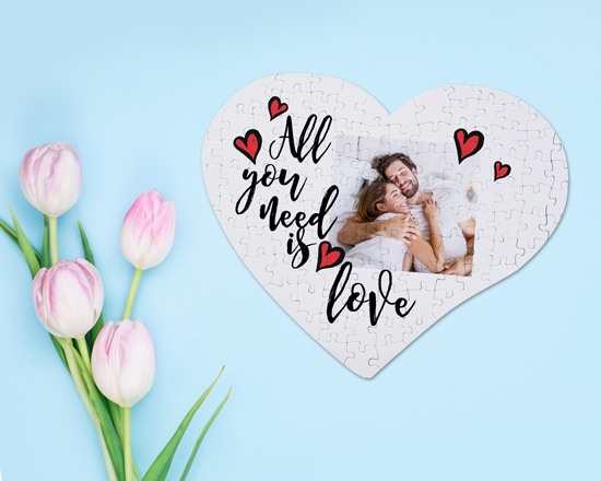 Puzzle cuore A4 personalizzato con foto e grafica Love
