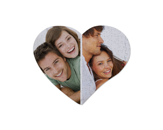Puzzle a cuore personalizzato con collage di due foto