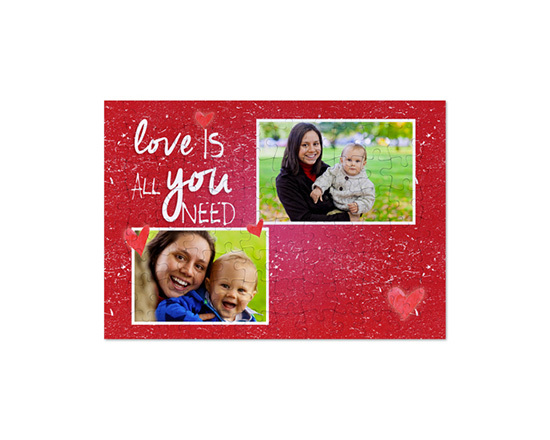 Puzzle formato A4 con 2 riquadri e sfondo rosso