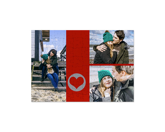 Puzzle formato A4 collage 3 riquadri con cuore