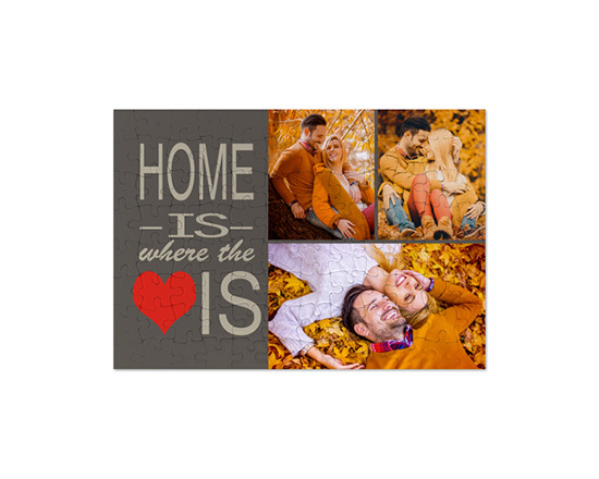 Puzzle formato A4 con 3 riquadri e scritta home