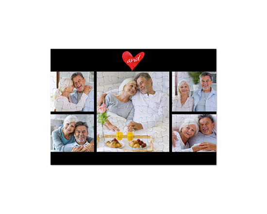 Puzzle formato A4 collage 5 riquadri con sfondo nero