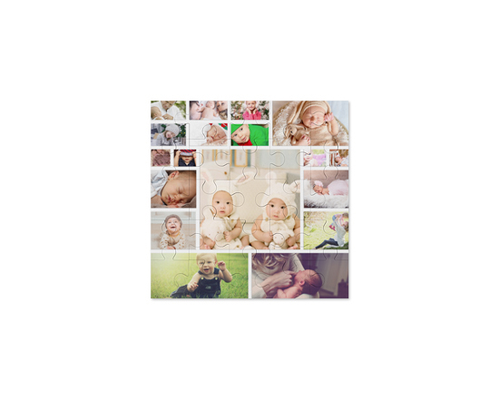 Puzzle in legno quadrato con collage 18 riquadri