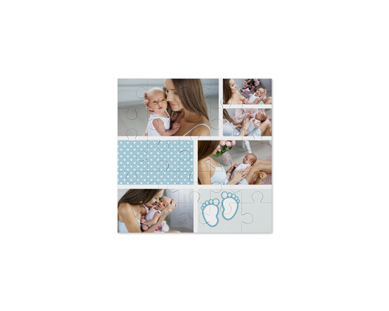 Puzzle quadrato in legno collage 7 riquadri