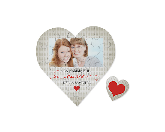 Puzzle a cuore in legno Heart of family