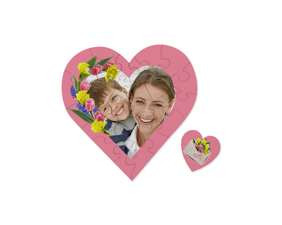 Puzzle a cuore in legno With love