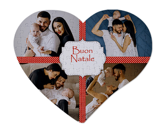 Puzzle cuore A3 con foto collage e auguri di buon natale