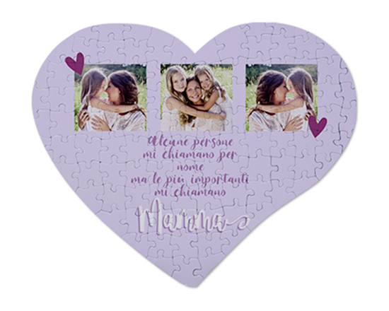 Puzzle cuore A3 con dedica per la mamma