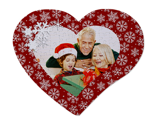 Puzzle cuore A3 con foto e grafica Fiocchi di neve
