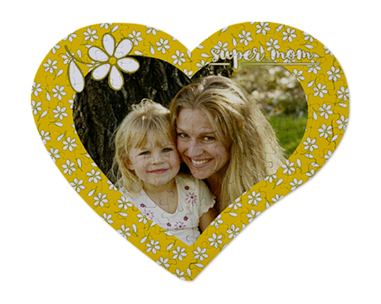 Puzzle cuore A3 con foto e grafica dedicata alla mamma