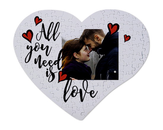 Puzzle cuore A3 con foto e grafica Need love