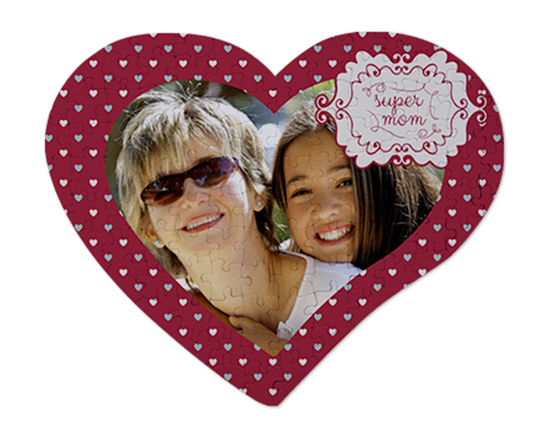 Puzzle cuore A3 con la tua foto e grafica Super mom